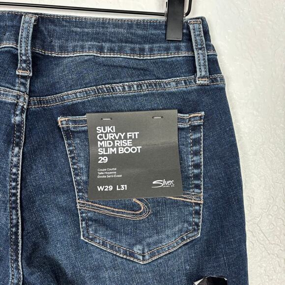 Silver Jeans Co. Suki Curvy Fit Mid Rise Slim Boot in Indigo NWT Size 29 - Picture 4 of 6